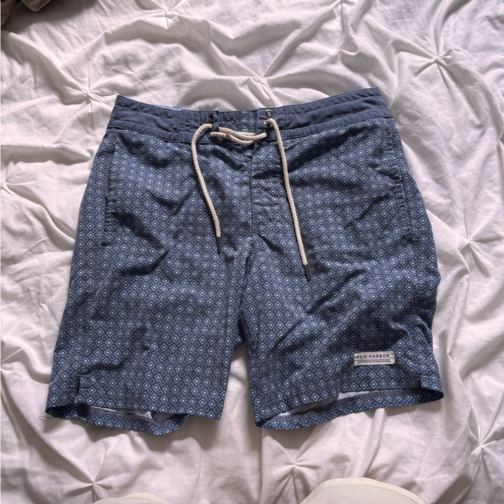Fair Harbor Navy Patterned Board Shorts